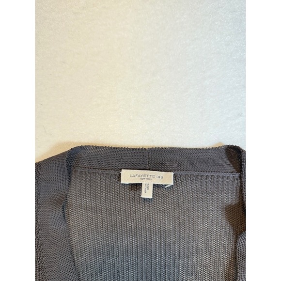 Lafayette 148 New York Black Knit Long Sleeve Button Down Duster Cardigan - Picture 3 of 4